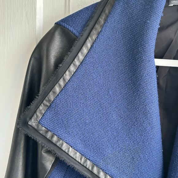 Vince Leather Sleeve Boucle Jacket - Picture 4 of 9